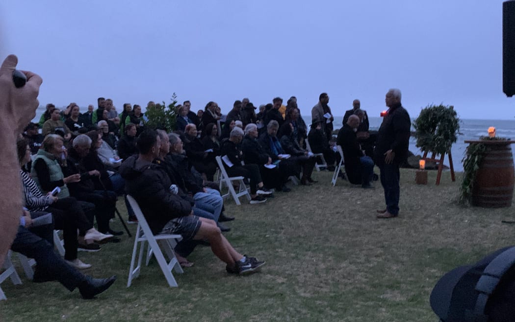 People gathered for a dawn service to mark one year since the eruption on Whakaari.