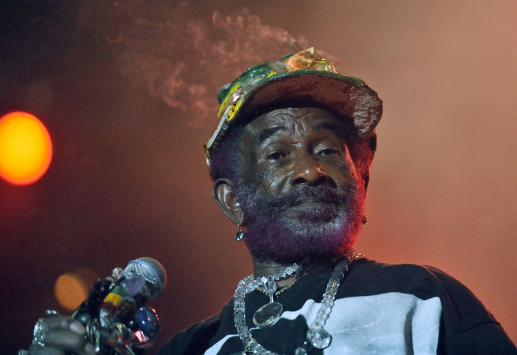 Legendary 72-year-old musican Lee Scratch Perry and his band perform on at Hajogyar (Shipyard) Island in Budapest on August 17, 2008 on the last day of the week-long Sziget festival in the middle of the Danube river in the heart of Budapest.