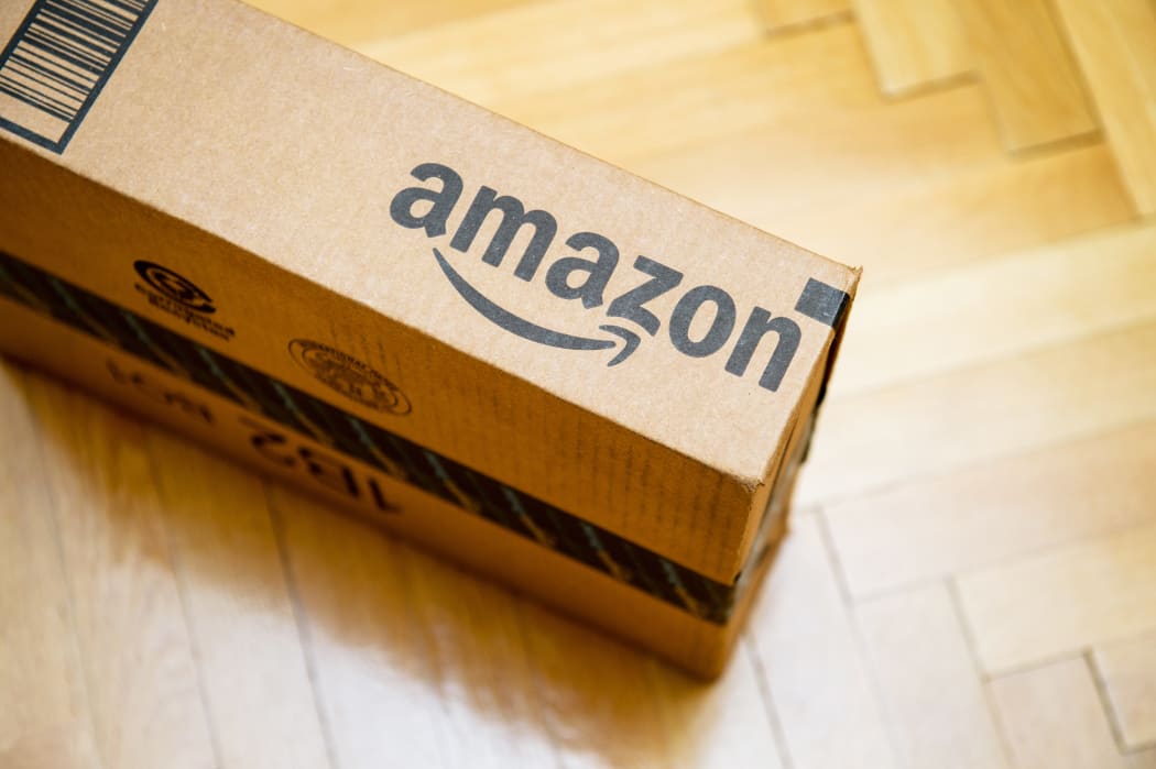 Amazon logo on package.