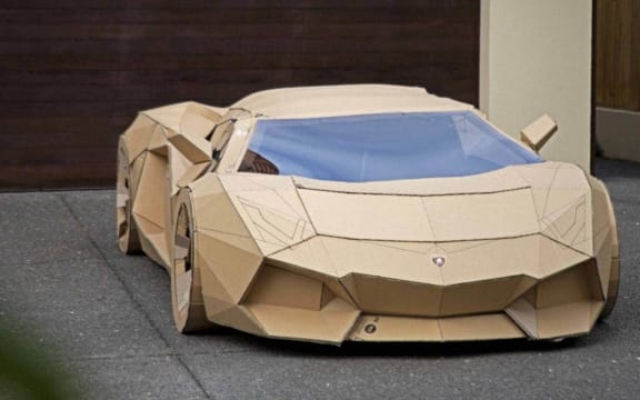 A cardboard Lambo