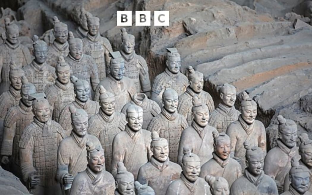 Terracotta soldiers stand to attention.