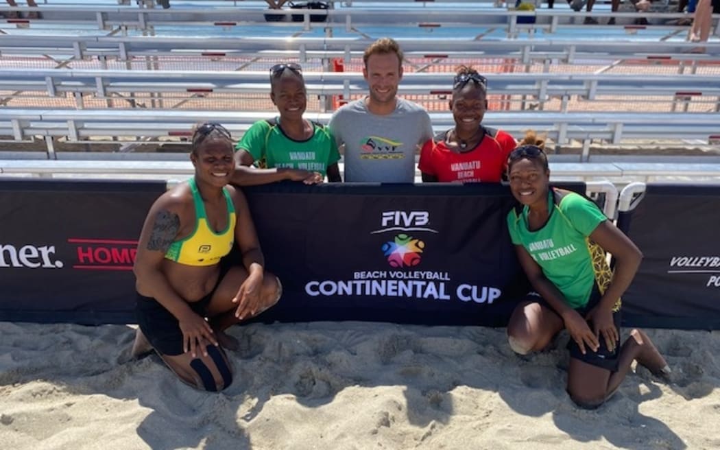 Vanuatu celebrate advancing to the final of the Continental Cup in Mount Maunganui.