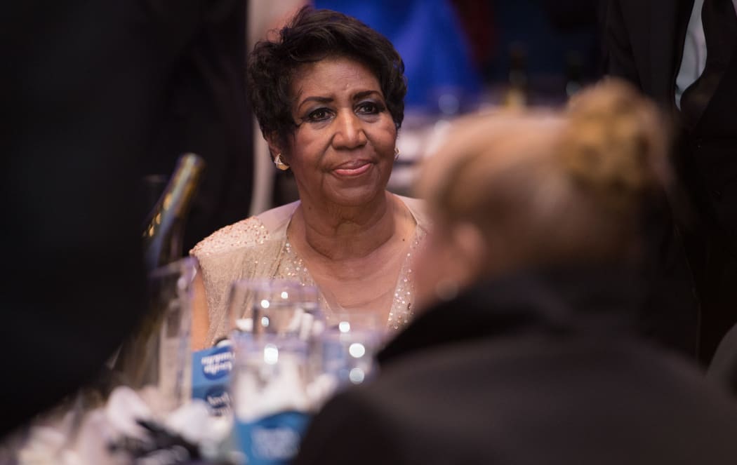 US singer Aretha Franklin attends the 102nd White House Correspondents' Association Dinner.