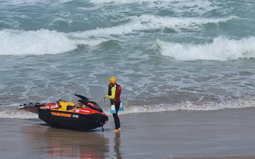 Surf Lifesaving crews at Opoutere Beach after a group of seven people signalled for help.