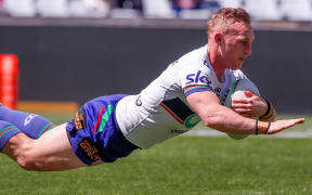 Tanah Boyd scores. NRL State Championship - Warriors v Burleigh Bears at Accor Stadium, Sydney.