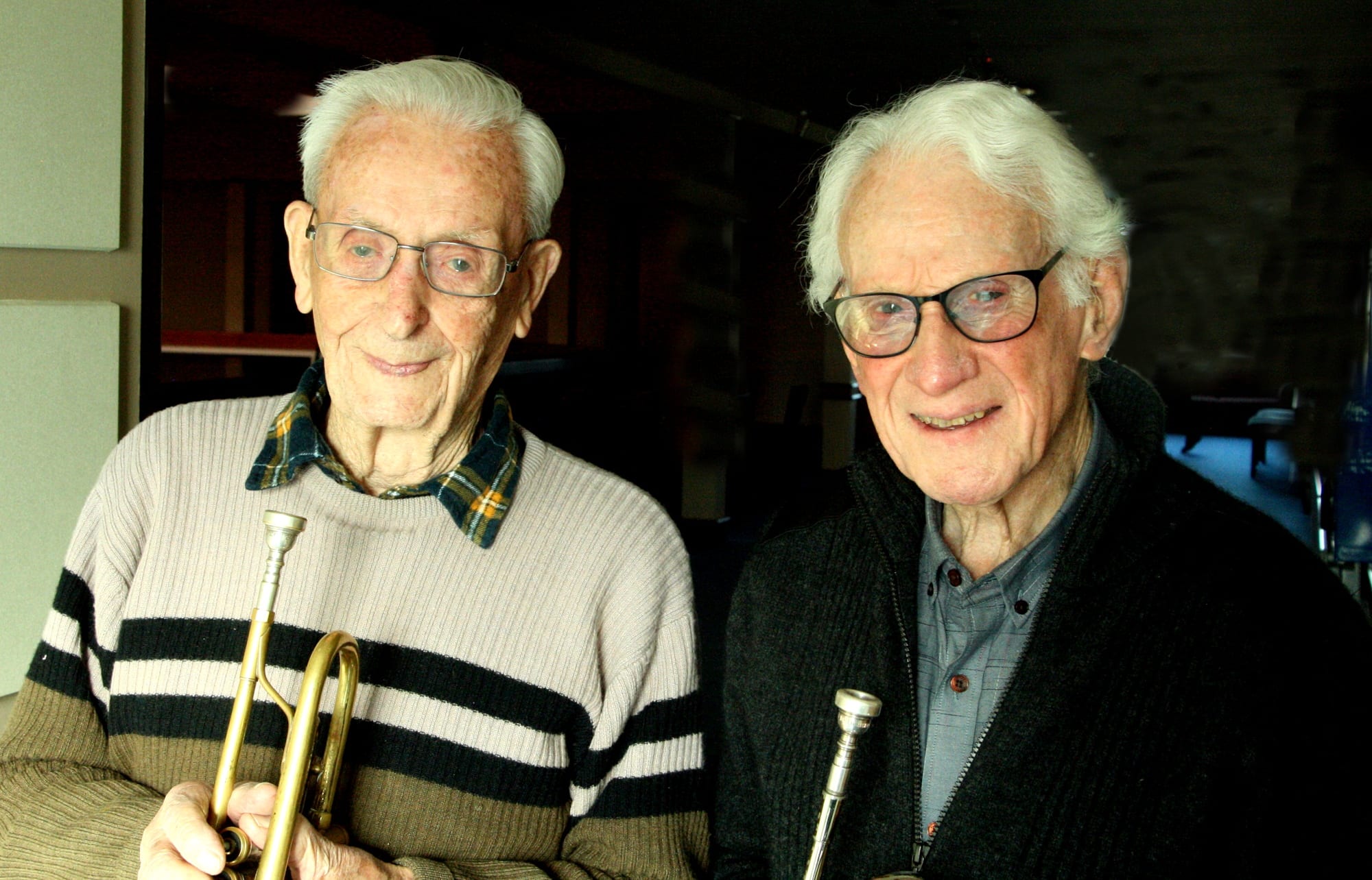 Nonogenerian trumpeters Mel Smith and Doug Kelly