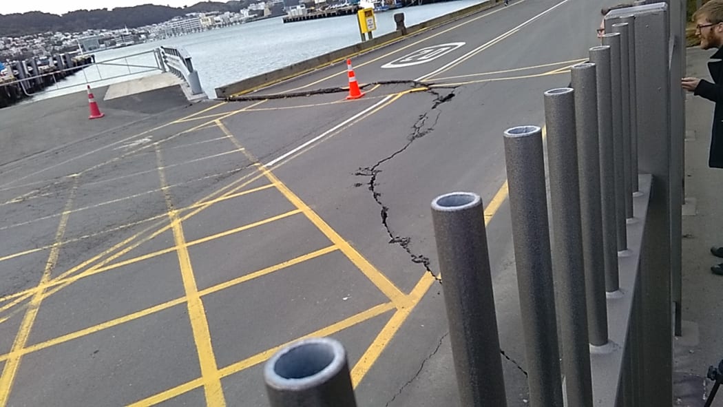 Damage at Wellington Port after the 7.5 quake hit near Hamner Springs.