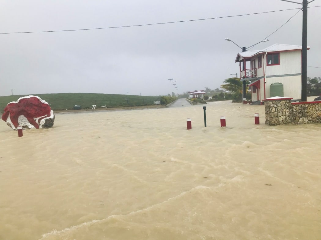 A flooded street in Tonga