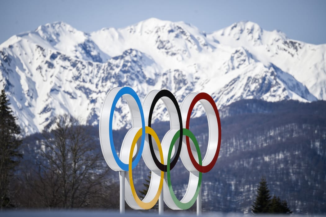 The Olympic rings near Sochi during the 2014 Olympics.