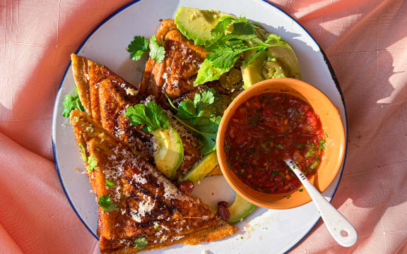 Mexican Bean Toasties with Grated Salsa by Sam Parish