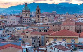 Aerial scenic view of Palermo at sunset. Italy. Sicily.