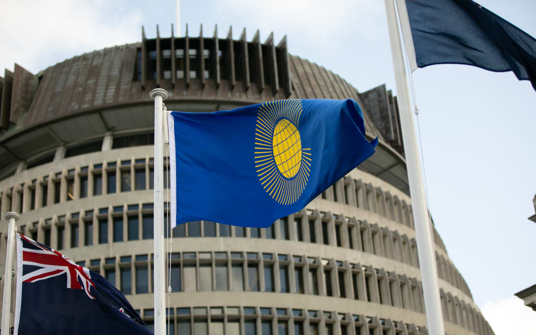 Commonwealth flag outside Parliament