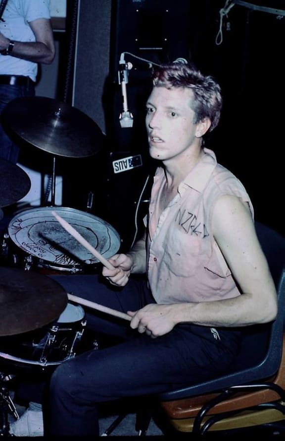 Buster Stiggs with The Suburban Reptiles at the Classic Cinema, Queen Street, Auckland, 1977