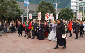 Aucklanders attend the 'sunrise ceremony' to celebrate Suffrage Day in 2018.