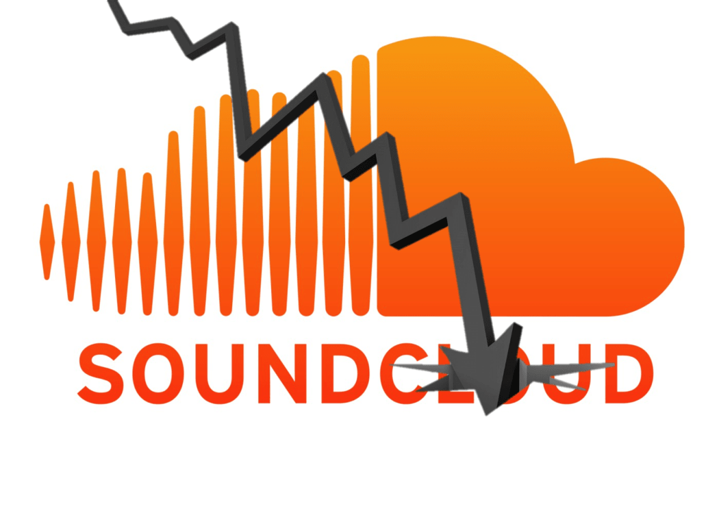 Soundcloud logo with down arrow