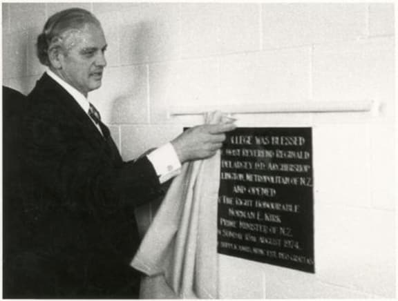 At his last public appearance, Norman Kirk opened St Peter's College in Palmerston North, 50 years ago. SOURCE: Manawatū Heritage Collection.