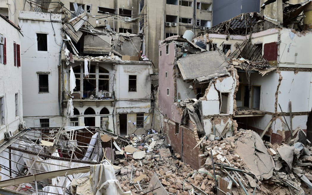 BEIRUT, LEBANON - AUGUST 07: A view of damaged residences is seen after a fire at a warehouse with explosives at the Port of Beirut led to massive blasts in Beirut, Lebanon on August 07, 2020.