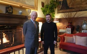 Britain's King Charles III and Ukraine's President Volodymyr Zelensky pose for a photo in the Saloon at Sandringham House during an audience on the Sandringham Estate in Norfolk, eastern England, on 2 March, 2025.