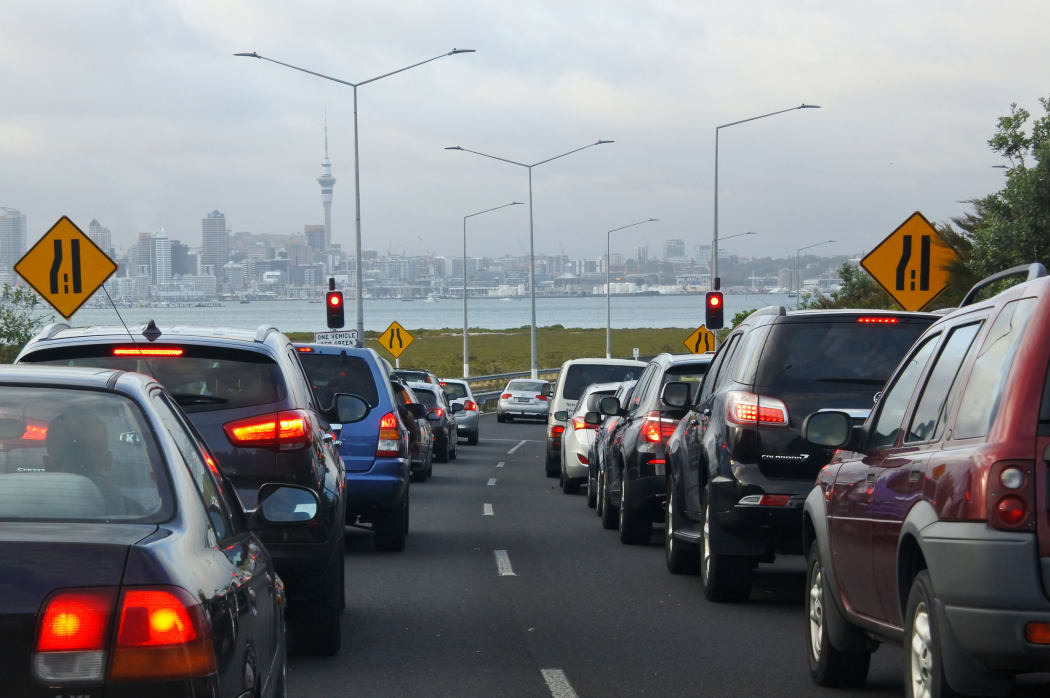 AUCKLAND - FEB 13 2017: Traffic jam in Auckland, New Zealand.