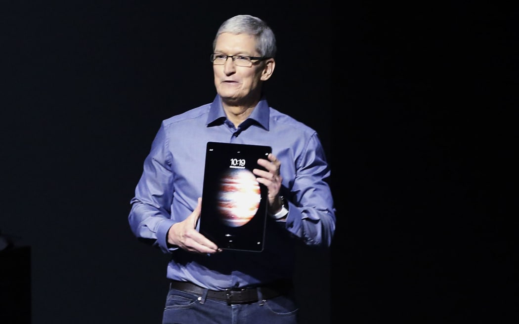 Apple CEO Tim Cook reveals the new iPad Pro.