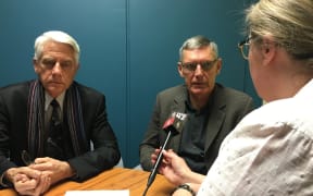 Kennedy Graham and Dave Clendon, with RNZ's political editor, Jane Patterson.