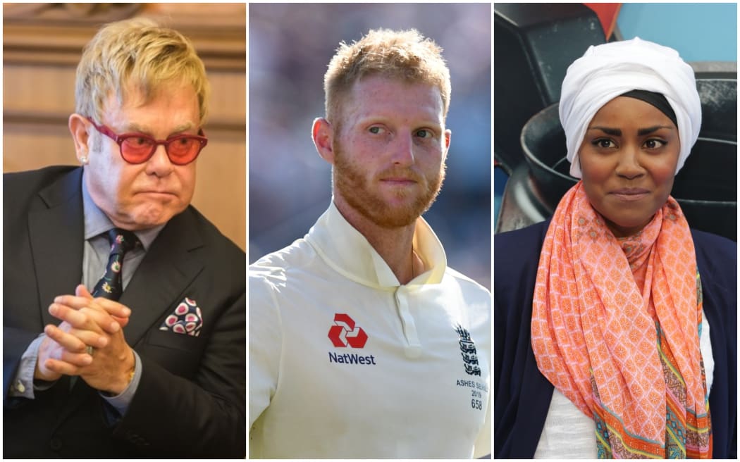 Sire Elton John, cricketer Ben Stokes and TV cook Nadiya Hussain were among those on the honours list.