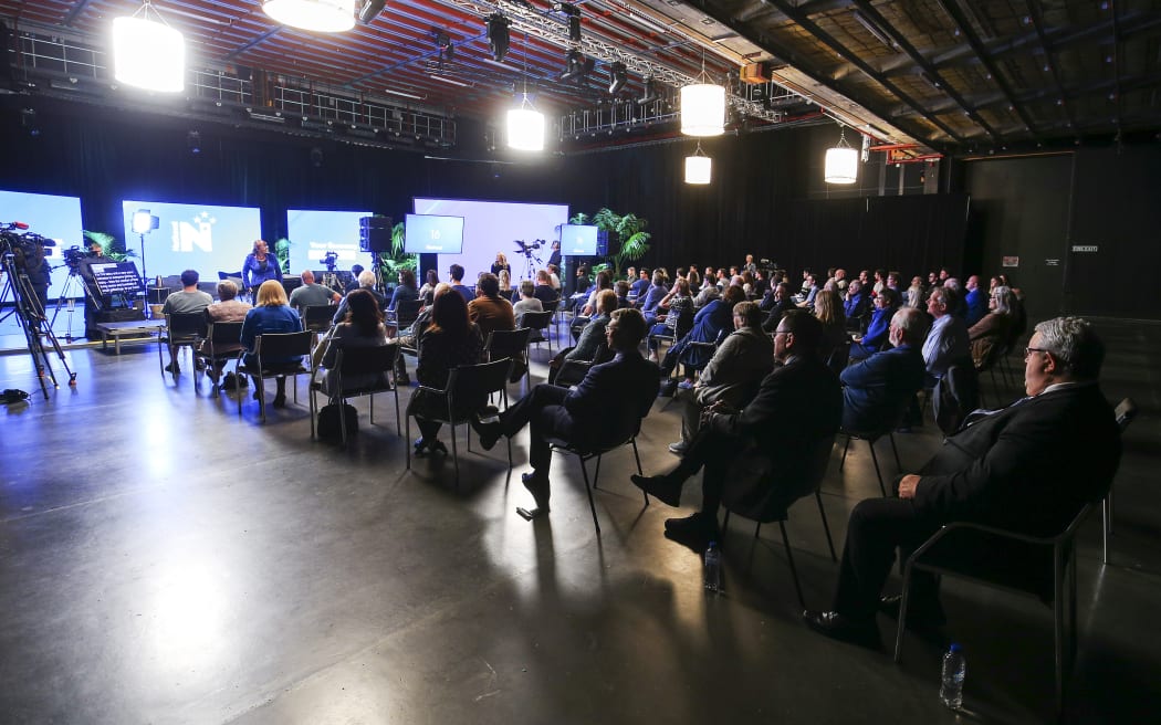National Party MPs and supporters at the Virtual National Party 2020 Campaign Launch at Avalon Studios on September 20, 2020 in Wellington, New Zealand.
