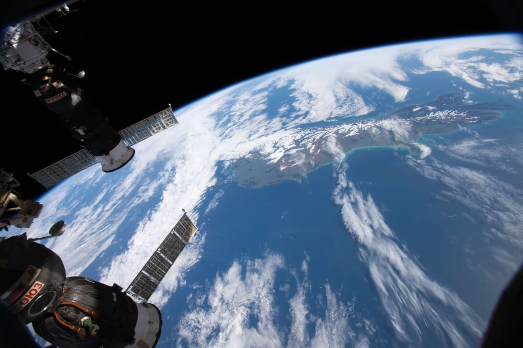 The International Space Station orbits above New Zealand