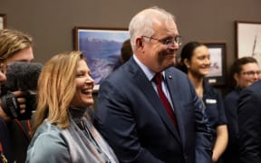 QUEENSTOWN, NEW ZEALAND - MAY 30: Australian Prime Minister Scott Morrison and wife Jenny Morrison attend a Welcome Reception at Skyline Queenstown for the annual Australia-New Zealand Leaders' Meeting on May 30, 2021 in Queenstown, New Zealand.