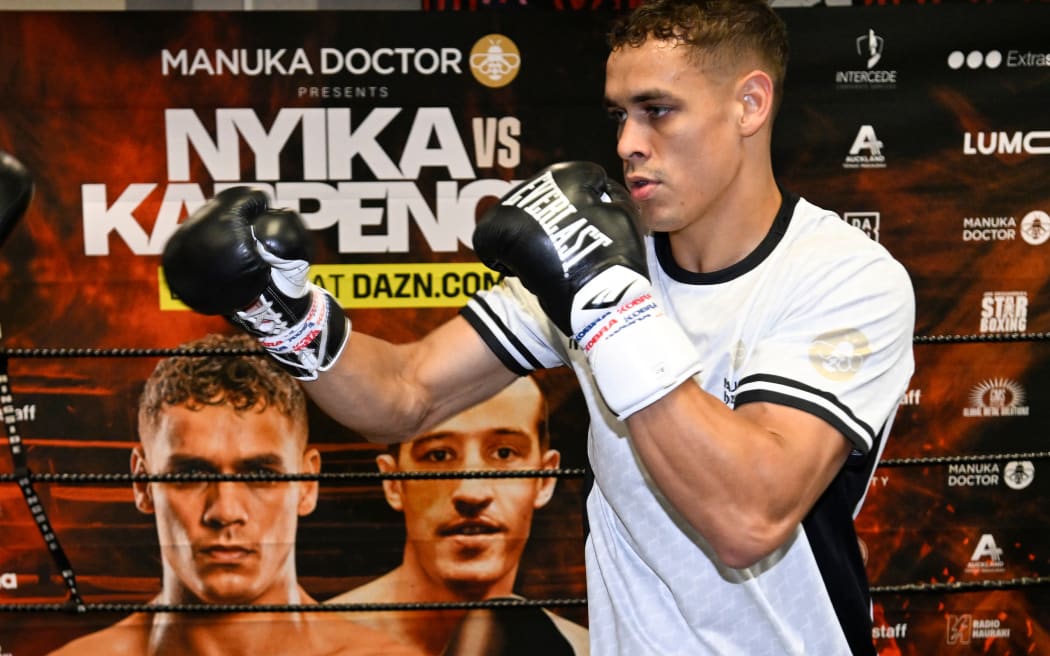 David Nyika during a training session and photo oppportunity at Boxing Alley in Parnell, Auckland.