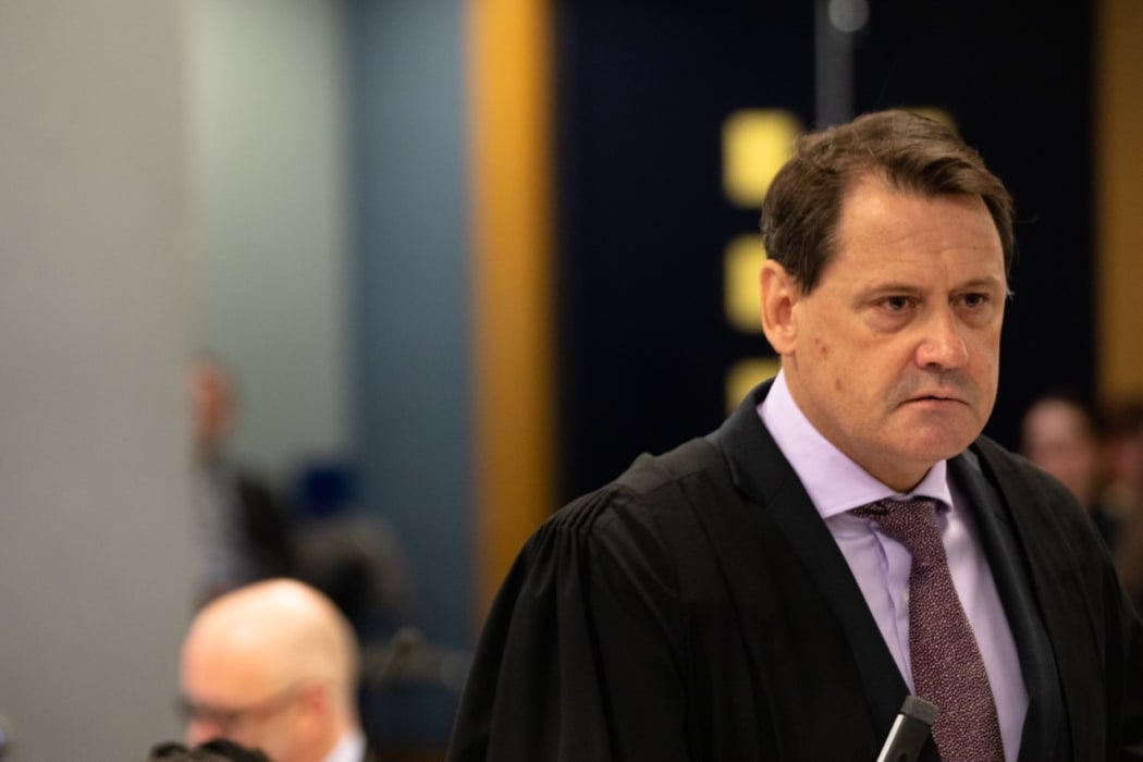Crown prosecutor Brian Dickey at the HIgh court in Auckland makes his closing address in the trial of a man accused of murdering Grace Millane.