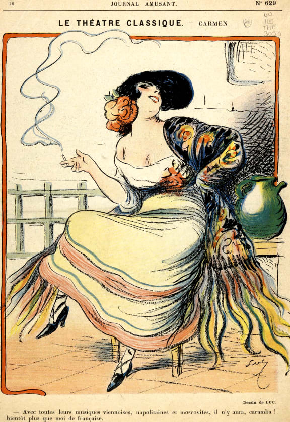 Carmen cartoon by Luc from Journal Amusant 1875