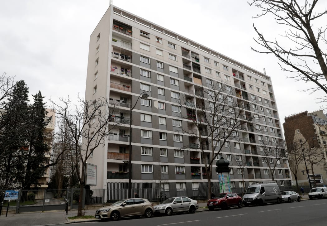 An apartment block in the 11th arrondisement of Paris on March 26, 2018, where the alleged murder of an 85-year-old Jewish woman took place.