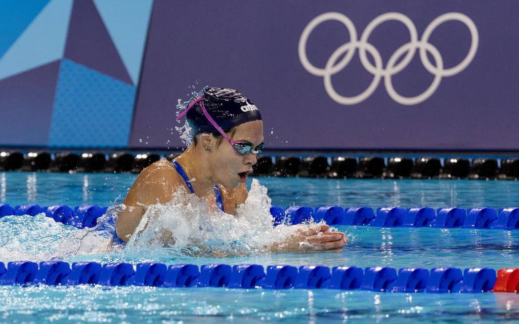 Lanihei Connolly of the Cook Islands in the women’s 100m Breaststroke Preliminary heats in Paris.