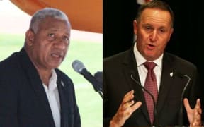 Fiji Prime Minister Frank Bainimarama (L) and New Zealand Prime Minister John Key.
