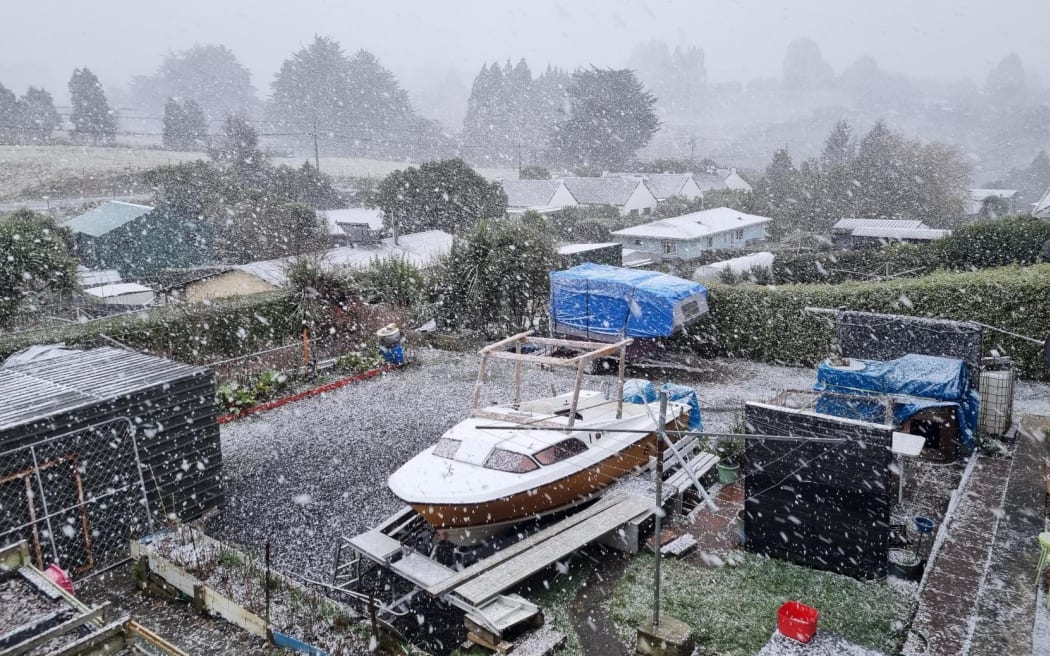 Snow has started settling in Dunedin's hill suburbs, with thick flurries powered by strong winds.