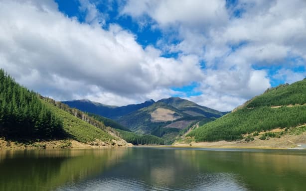 The dam reservoir at its full capacity, holding 13 million cubic metres of water.