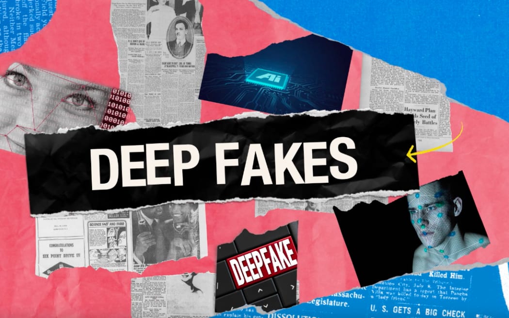 Title of Deep fakes, and images of news articles and people.
