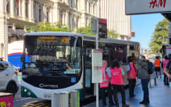 Rail replacement buses in Auckland.