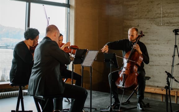 String quartet on stage Rippon Hall.