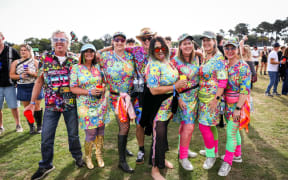 People dressed up for Electric Avenue.