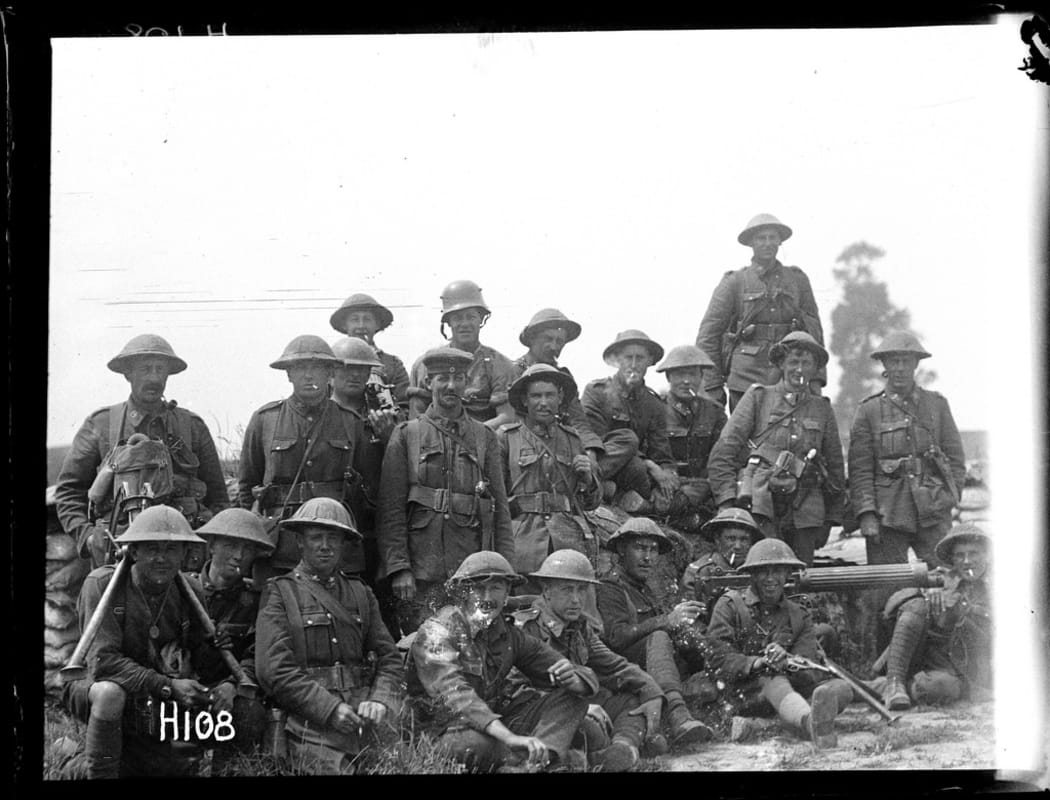 A New Zealand machine gun company after the Battle of Messines.