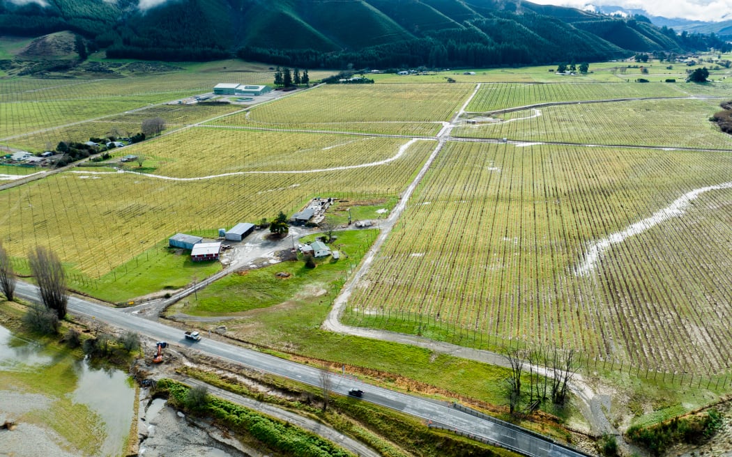 An area affected by the Motueka Valley flood.