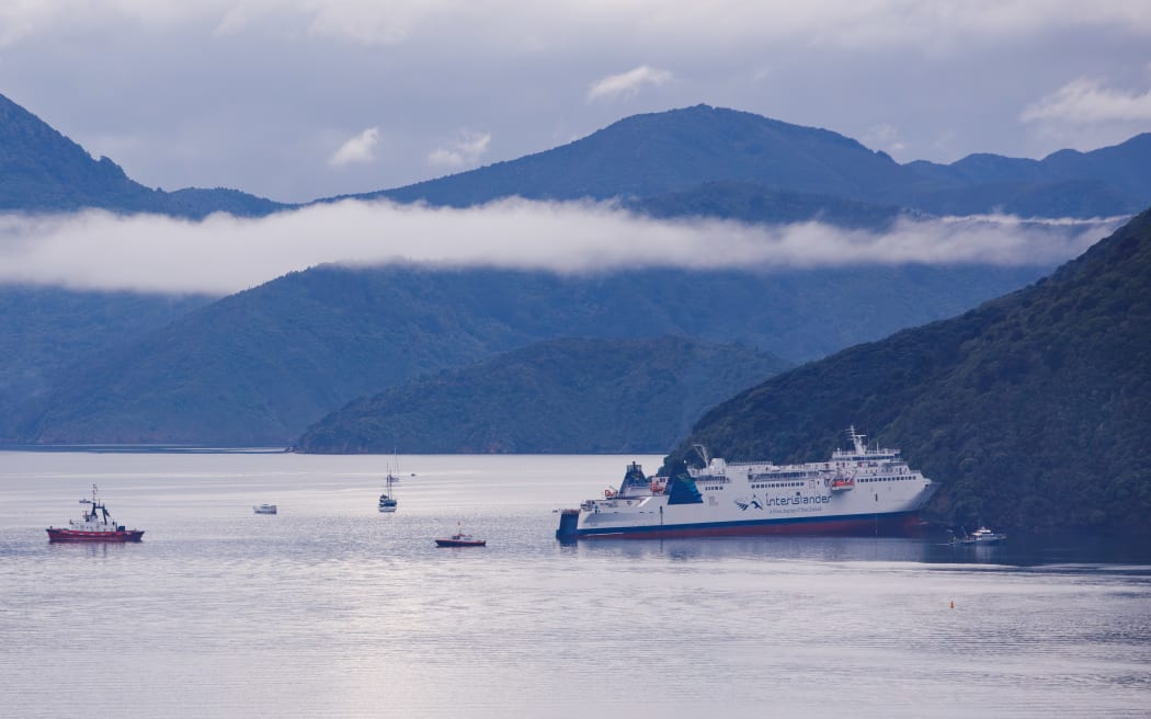 The grounded Aratere Ferry