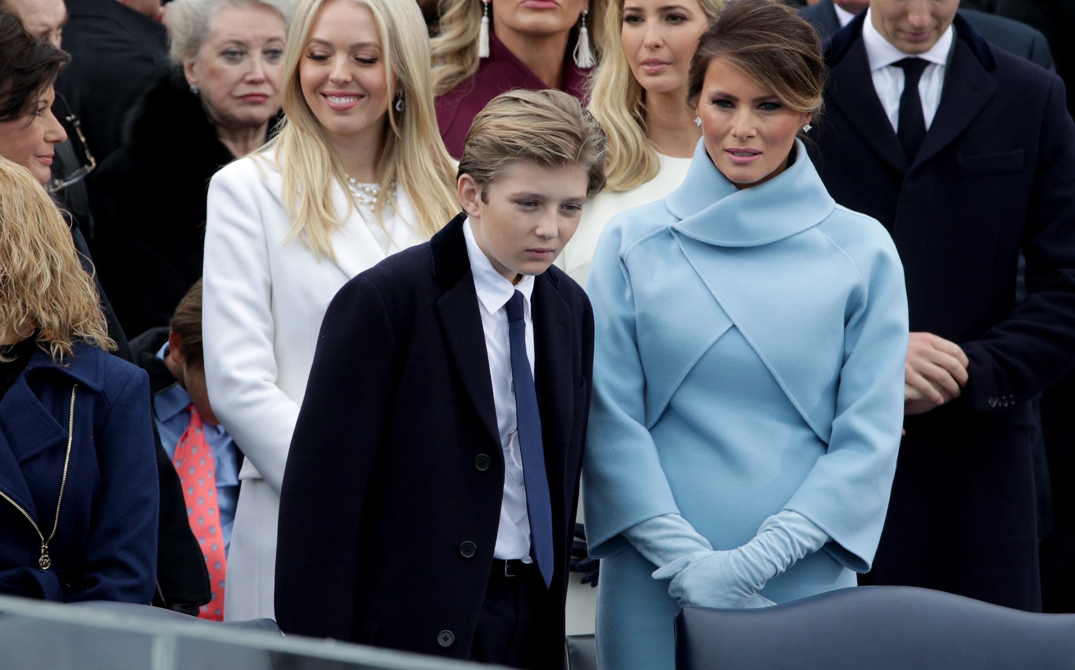 Tiffany Trump,  Barron Trump, Vanessa Trump, Ivanka Trump and Melania Trump at the  inauguration ceremony.