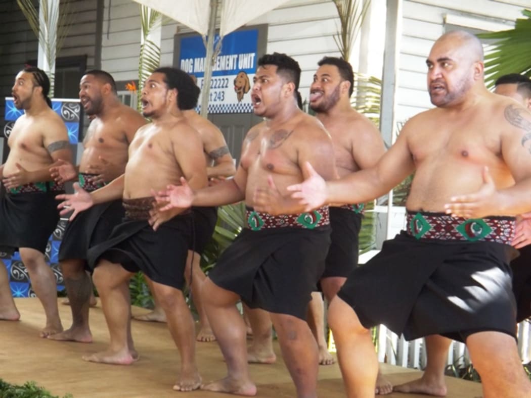 PIPA students from NZ performing the haka at the exhibition in Apia