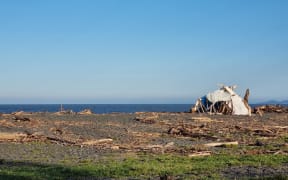 A man whose Esk Valley home was flooded was living in a shack on the Napier shore line.
