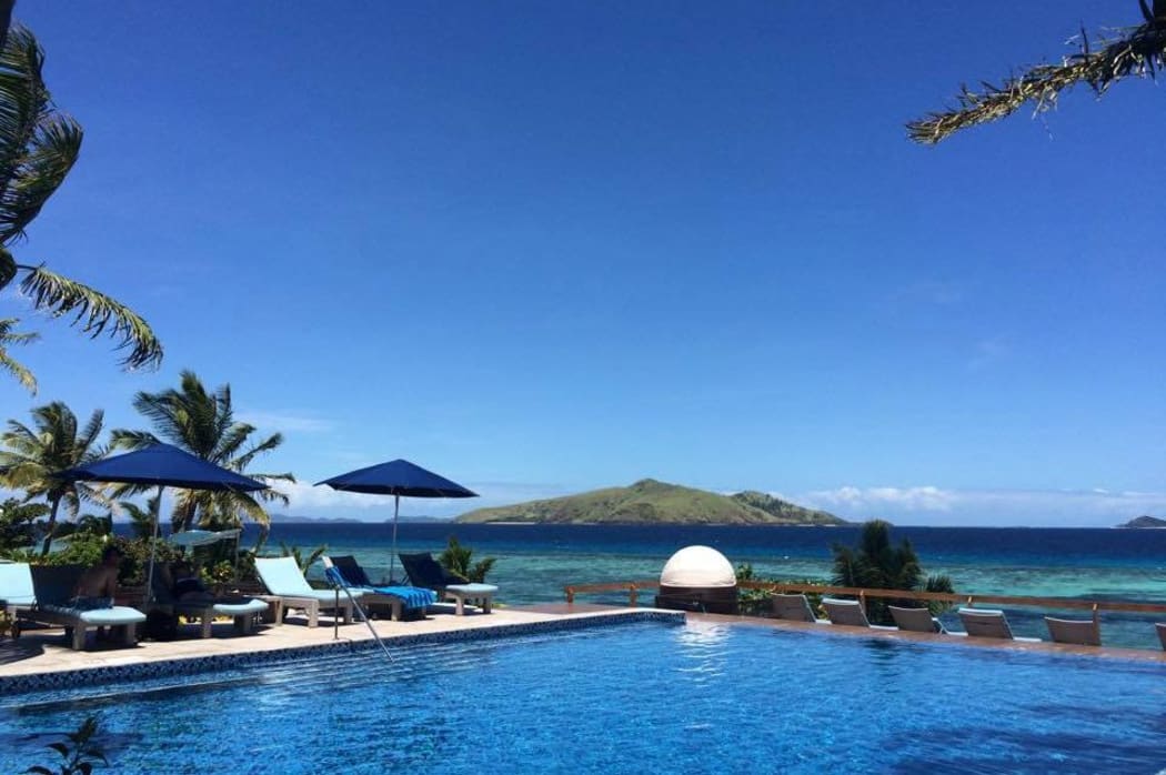 Poolside view at the Sheraton in Fiji