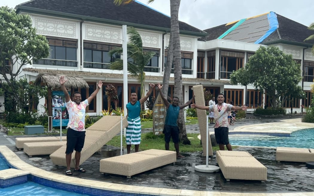 Sofitel Fiji Resort and Spa team cleaning up after TC Mal passed the Fiji group on Wednesday. "Our entire resort, including both of our pools and all our restaurants, are now back to normal operation," the resort posted on Facebook.