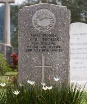 Grave of Trooper Adrian Raymond Thomas in Malaysia.